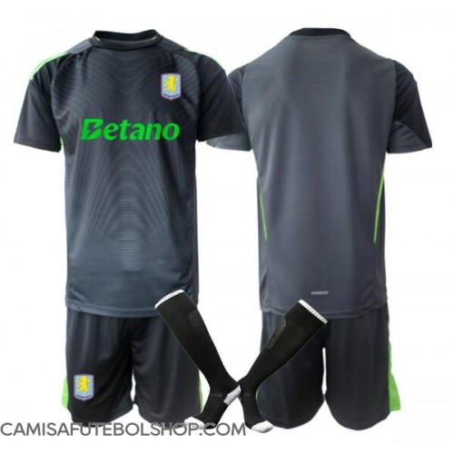 Camisa de time de futebol Aston Villa Goleiro Replicas 1º Equipamento Infantil 2025-26 Manga Curta (+ Calças curtas)